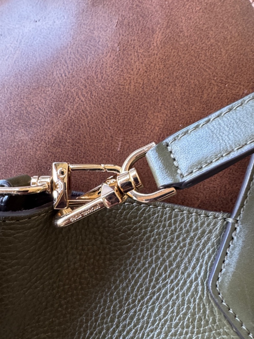 Michael Kors Olive Green Pebbled Leather Drawstring Shoulder Bag - Picture 8 of 9